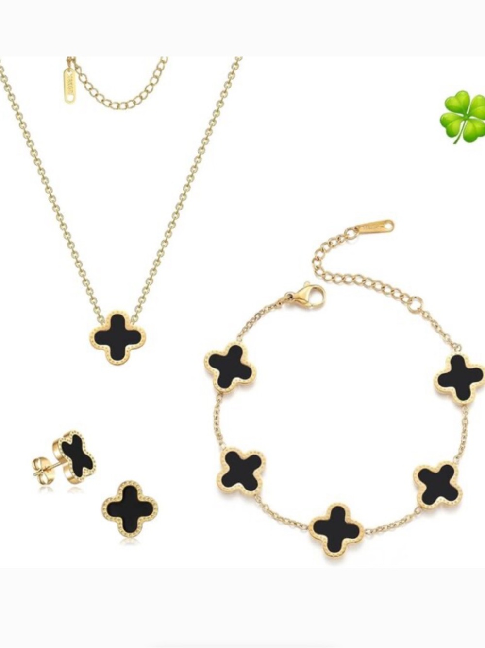 3 Pcs Lucky Four-Leaf Clover Jewelry Set